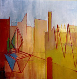 Cityscape with Perfume Bottle
